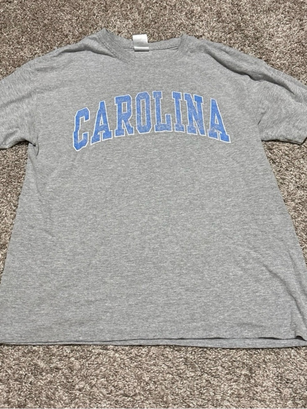 Gray 'CAROLINA' Crewneck Tee with Blue Logo